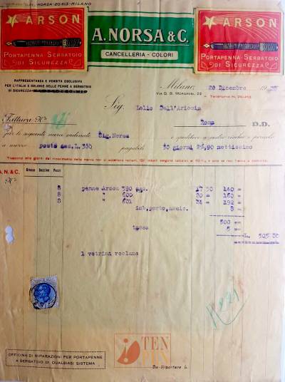 A 1928 invoice of the Norsa  Company.